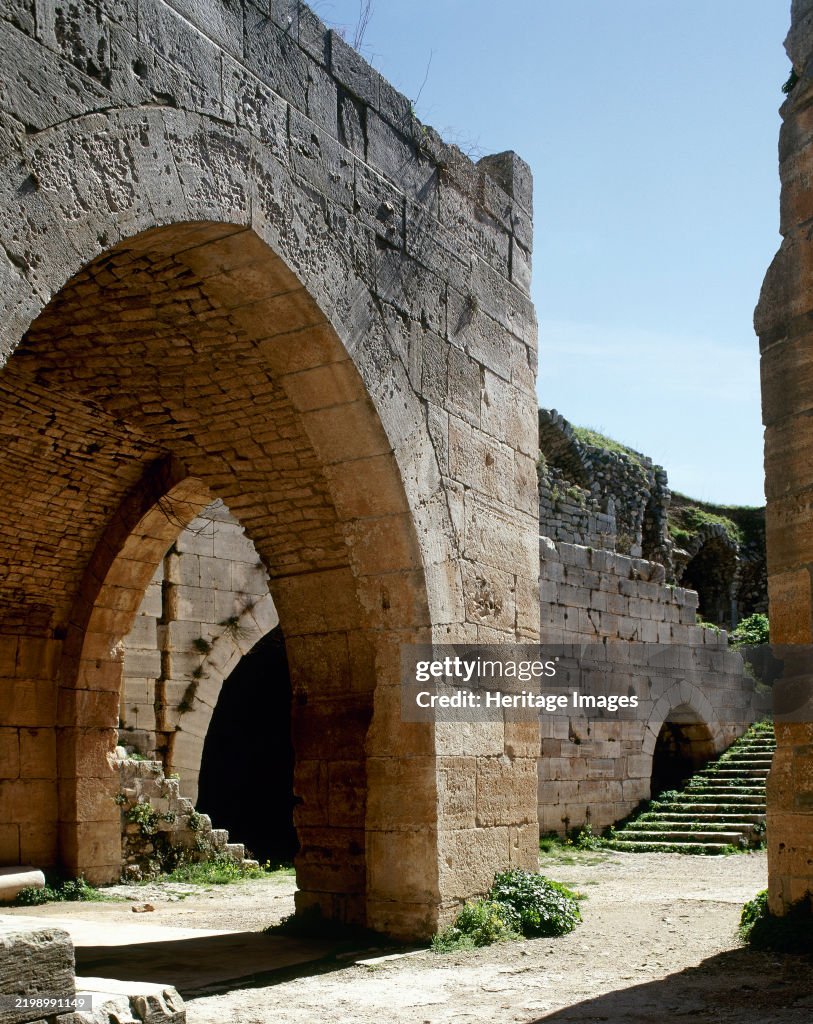 Photo Isine Inside of the enclosure, Krak des Chevaliers, 2001. Crusader castle ...