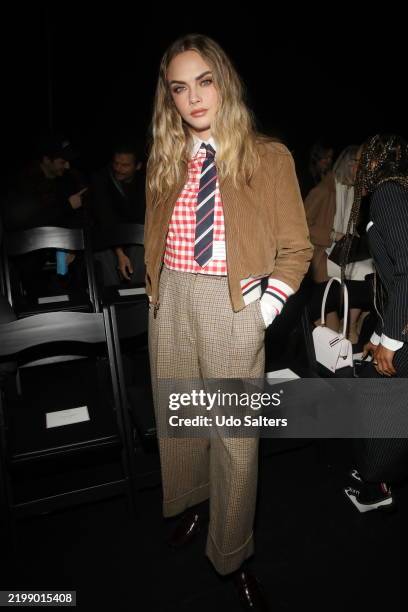Cara Delevingne attends the Thom Browne fashion show during the February 2025 New York Fashion Week on February 11, 2025 in New York City.