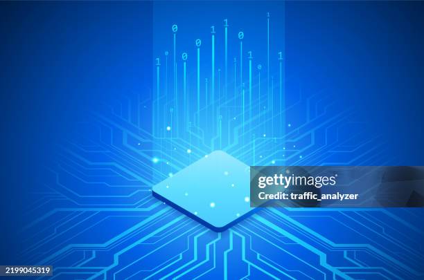 circuit board isometric background - binary code stock illustrations