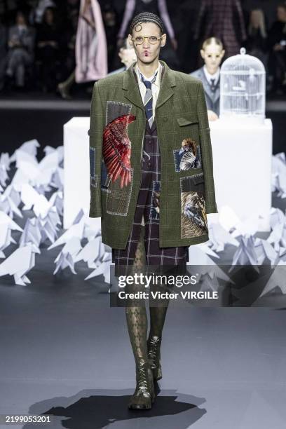 Model walks the runway during the Thom Browne Ready to Wear Fall/Winter 2025-2026 fashion show as part of the New York Fashion Week on February 11,...