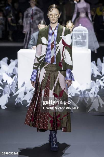 Model walks the runway during the Thom Browne Ready to Wear Fall/Winter 2025-2026 fashion show as part of the New York Fashion Week on February 11,...