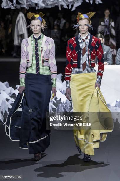 Model walks the runway during the Thom Browne Ready to Wear Fall/Winter 2025-2026 fashion show as part of the New York Fashion Week on February 11,...