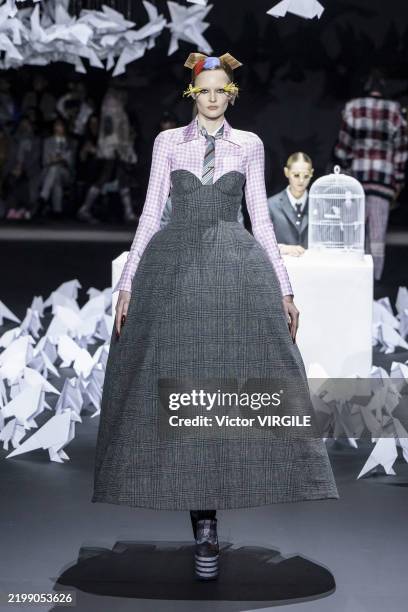 Model walks the runway during the Thom Browne Ready to Wear Fall/Winter 2025-2026 fashion show as part of the New York Fashion Week on February 11,...