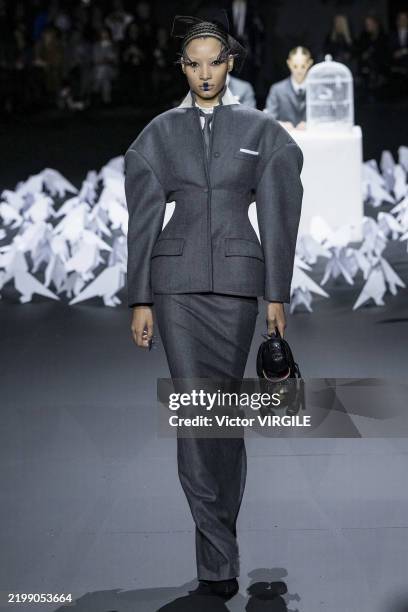 Lineisy Montero walks the runway during the Thom Browne Ready to Wear Fall/Winter 2025-2026 fashion show as part of the New York Fashion Week on...