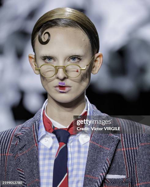 Model walks the runway during the Thom Browne Ready to Wear Fall/Winter 2025-2026 fashion show as part of the New York Fashion Week on February 11,...