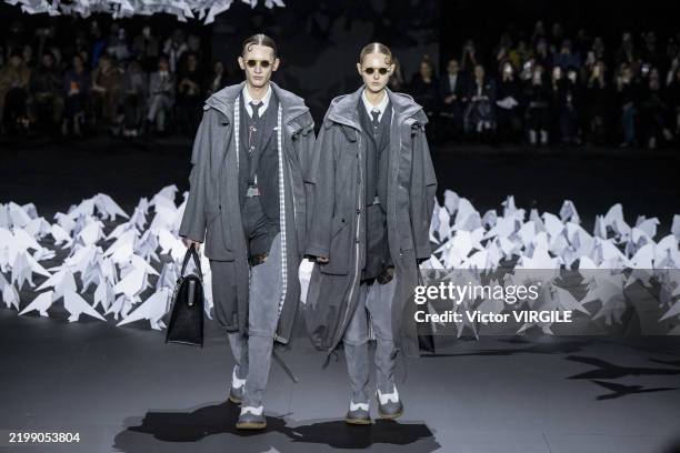 Model walks the runway during the Thom Browne Ready to Wear Fall/Winter 2025-2026 fashion show as part of the New York Fashion Week on February 11,...