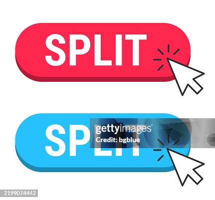 Split Red And Blue Buttons With Cursor On White Background High-Res ...
