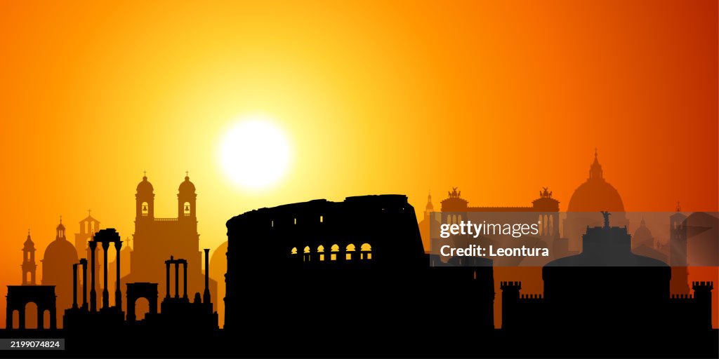 Rome Skyline Silhouette (All Buildings Are Detailed, Moveable and Complete)