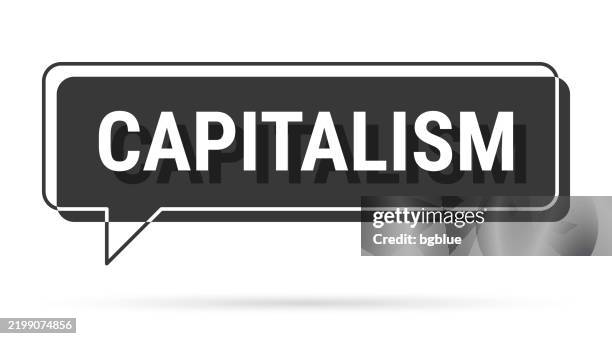 illustrazioni stock, clip art, cartoni animati e icone di tendenza di capitalismo - fumetto nero 3d su sfondo bianco - capitalismo