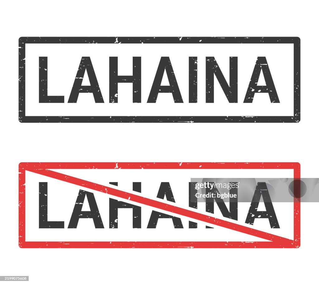 Lahaina - Rubber stamps with crossed out stamp on white background