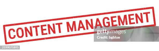 content management - red rubber stamp on white background - content management system stock illustrations