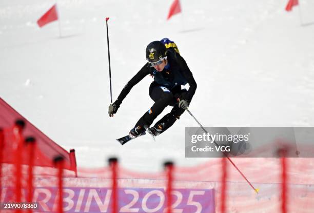 Bu Luer of China competes in the Ski Mountaineering - Mixed Relay Final on day 6 of the 9th Asian Winter Games Harbin 2025 at Ski Mountaineering...