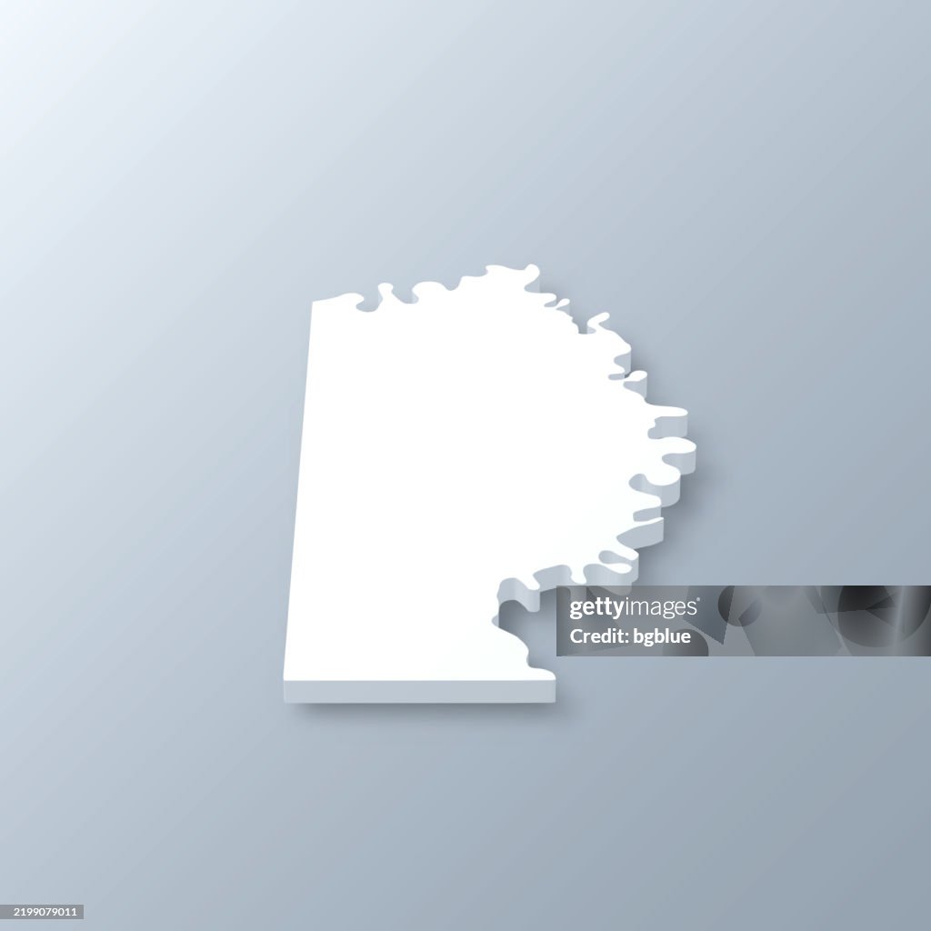 Miller County, Arkansas. 3D Map on gray background