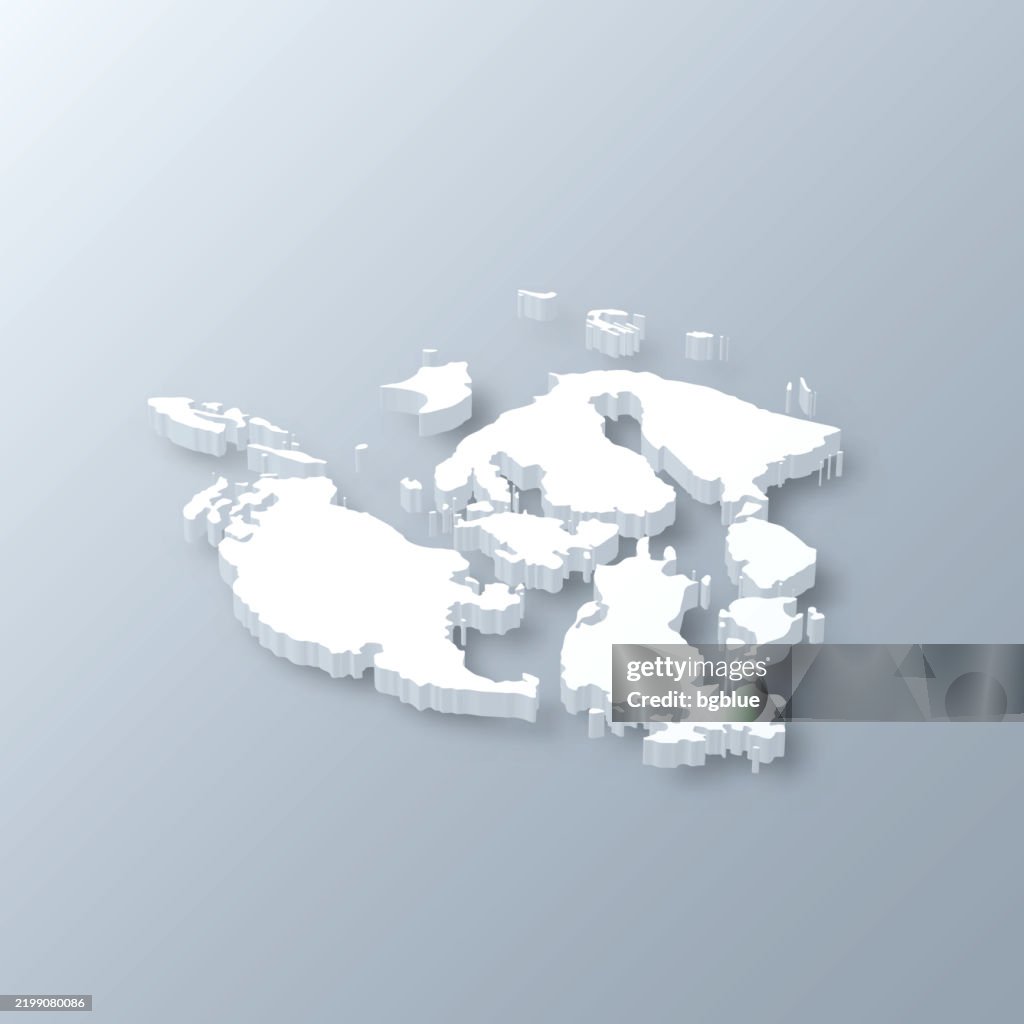 San Juan County, Washington. 3D Map on gray background