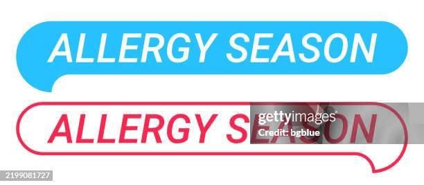 allergy season - blue and red speech bubble on white background - allergy testing stock illustrations