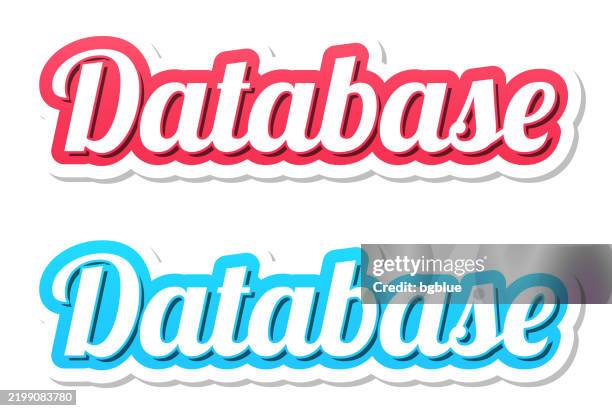 database - 3d text in red and blue on white background - headquarters stock illustrations