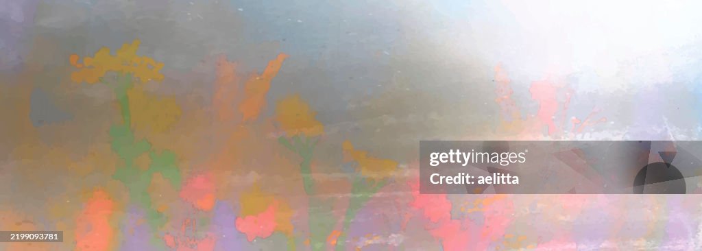 Vector illustration of an aquarelle - flowers, sky ...