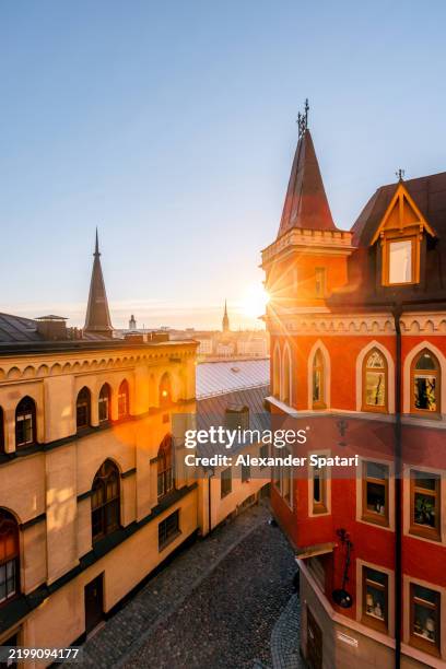 sodermalm district at sunrise, stockholm, sweden - sodermalm stock pictures, royalty-free photos & images