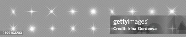 stars bright white. glow light effect. transparent light effect sparkl, lens flare, explosion, glitter, sun flash, sparks and stars. sunlight, abstract special effect. - lens flare light stock illustrations