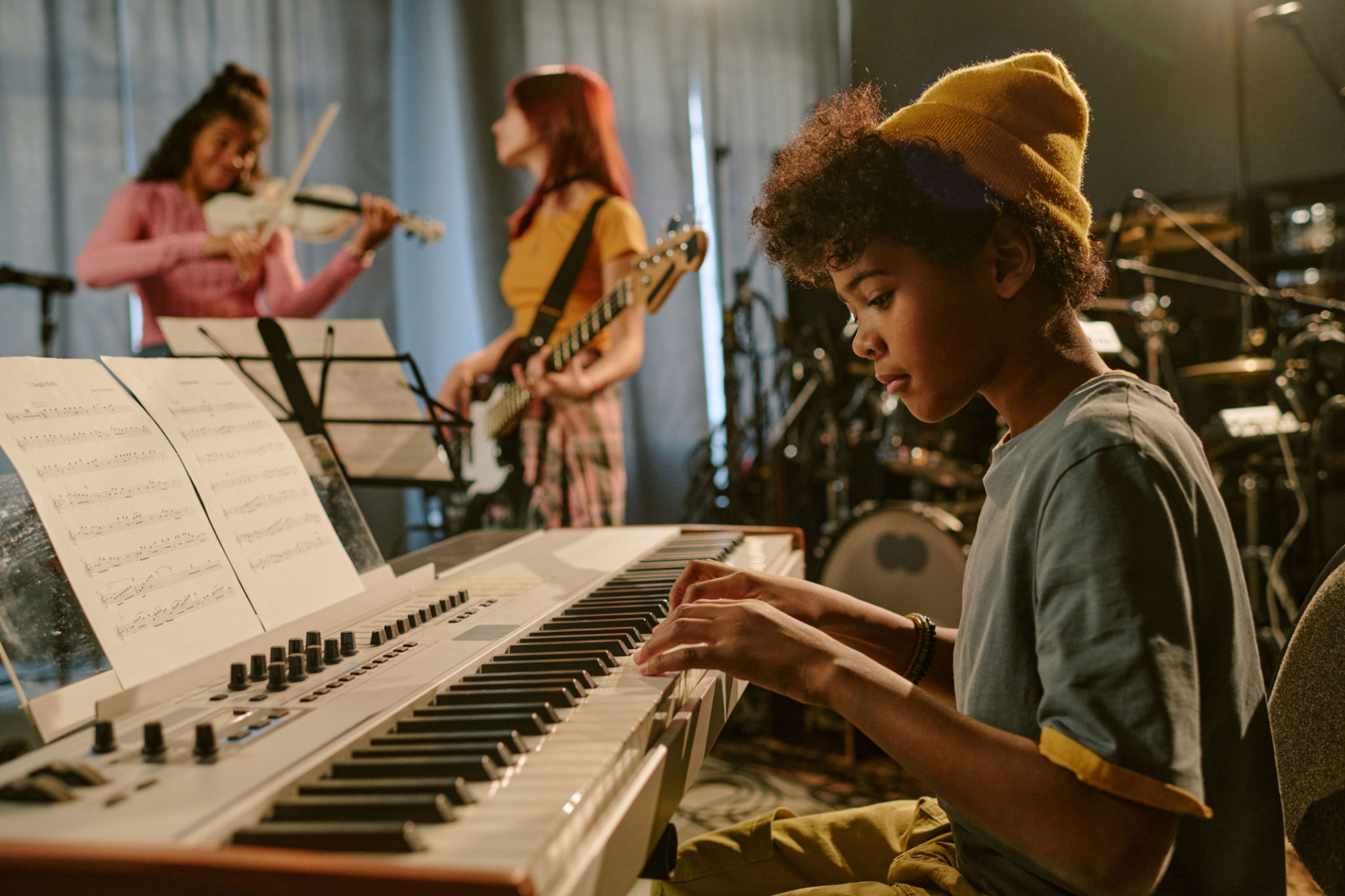 child playing piano