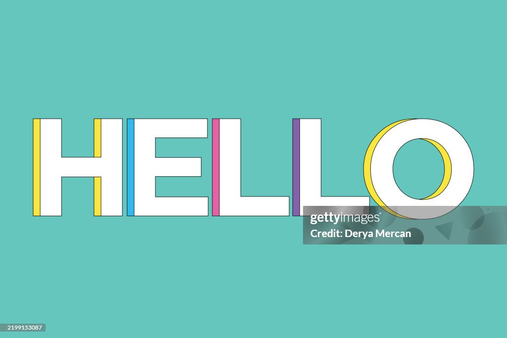 Hello Lettering Block Hello Letteringmodern Color Lettering Templatevector Stock Illustration ...