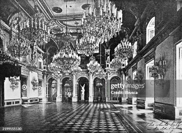 white hall in old palace, berlin - palace interior stock illustrations