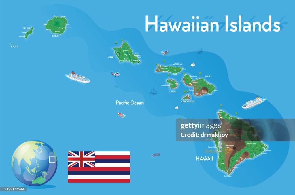 Cartoon Map of Hawaii Island