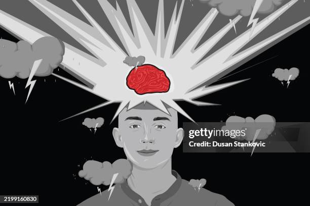 too much information! - head exploding stock illustrations