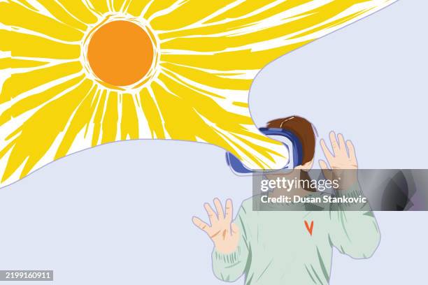 projection of virtual glasses - portrait sunlight stock illustrations