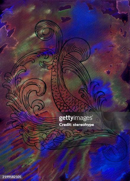 nocturnal pisces - algal bloom stock illustrations