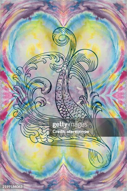 Loop Fish Drawing 85 Koi Fish Line Drawing Stock Photos, High-Res Pictures, and Images ...