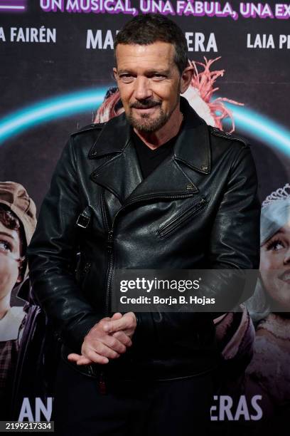 Antonio Banderas attends to the premiere of "Gipsy. The Musical" theatre play on February 12, 2025 in Madrid, Spain.