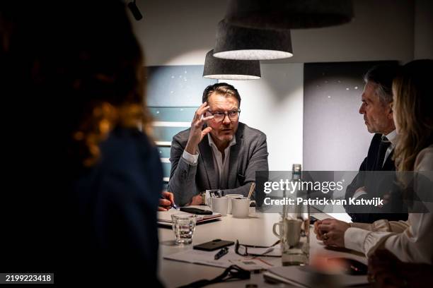 Prince Constantijn of The Netherlands presents the annual report of Techleap to Dutch Prime Minister Dick Schoof during the conference State of Dutch...