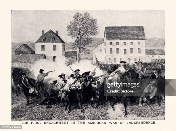 the first engagement in the american war of independence xxxl - sword fighting stock illustrations