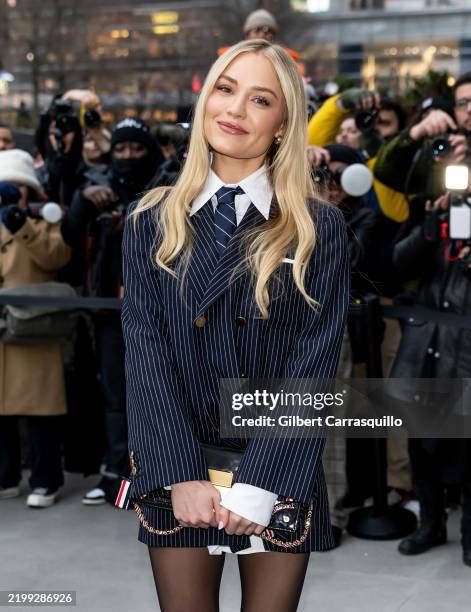 Actress Michelle Randolph arrives to the Thom Browne fashion show during New York Fashion Week at The Shed on February 11, 2025 in New York City.