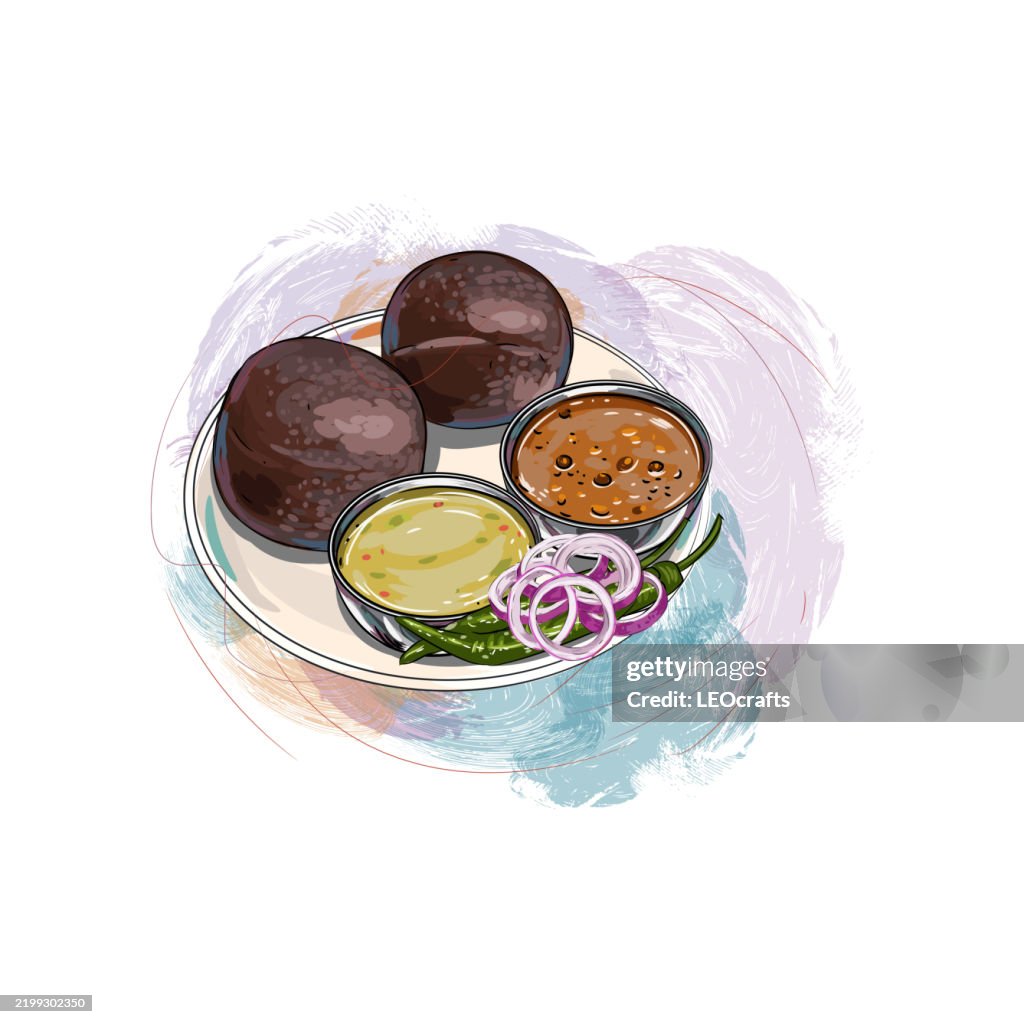 South Indian Meal Ragi Mudde. served with Sambar