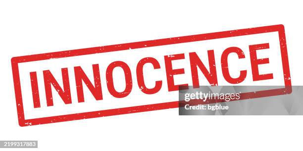 innocence - red rubber stamp on white background - innocence stock illustrations