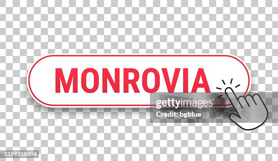 Monrovia - 3D click web button with hand cursor on blank background Monrovia - 3D click web button with hand cursor on blank background