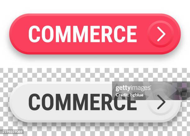 commerce - 3d click web buttons on blank background - web button stock illustrations