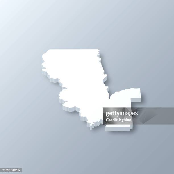 sutter county, california. 3d map on gray background - sutter county stock illustrations