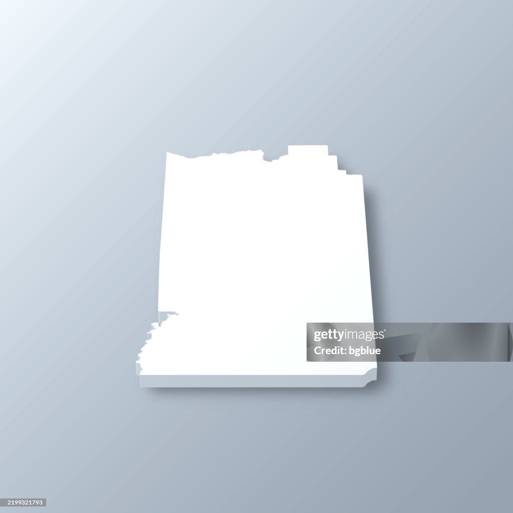Uintah County, Utah. 3D Map on gray background