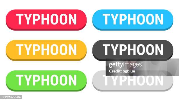 typhoon - colorful 3d click web buttons on blank background - strong wind stock illustrations
