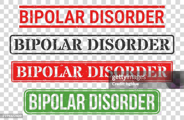 bipolar disorder - rubber stamp set on blank background - manic depression stock illustrations