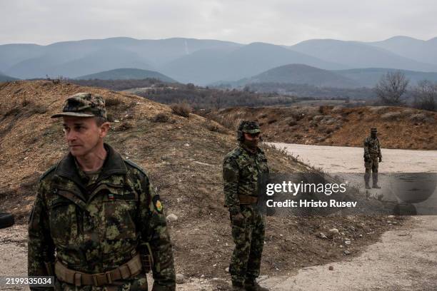 Members of the Spain armed forces during the NATO exercise Steadfast Dart on February 13, 2025 in Tsrancha, Bulgaria. According to NATO, the exercise...