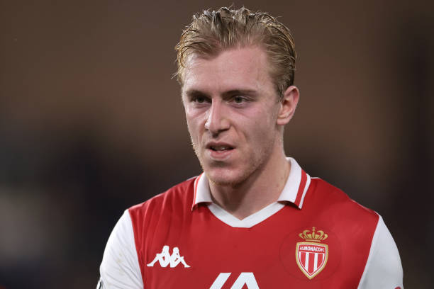 Mika Biereth of AS Monaco reacts during the UEFA Champions League 2024/25 League Knockout Play-off First Leg match between AS Monaco and SL Benfica...