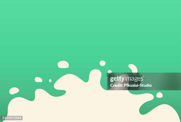 milk splash on green gradient background. - milkshake background stock illustrations