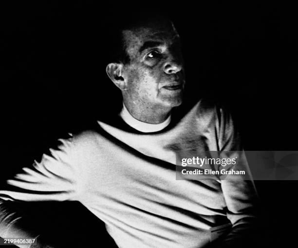 View of American film director Vincente Minnelli illuminated from below, Los Angeles, California, 1975.