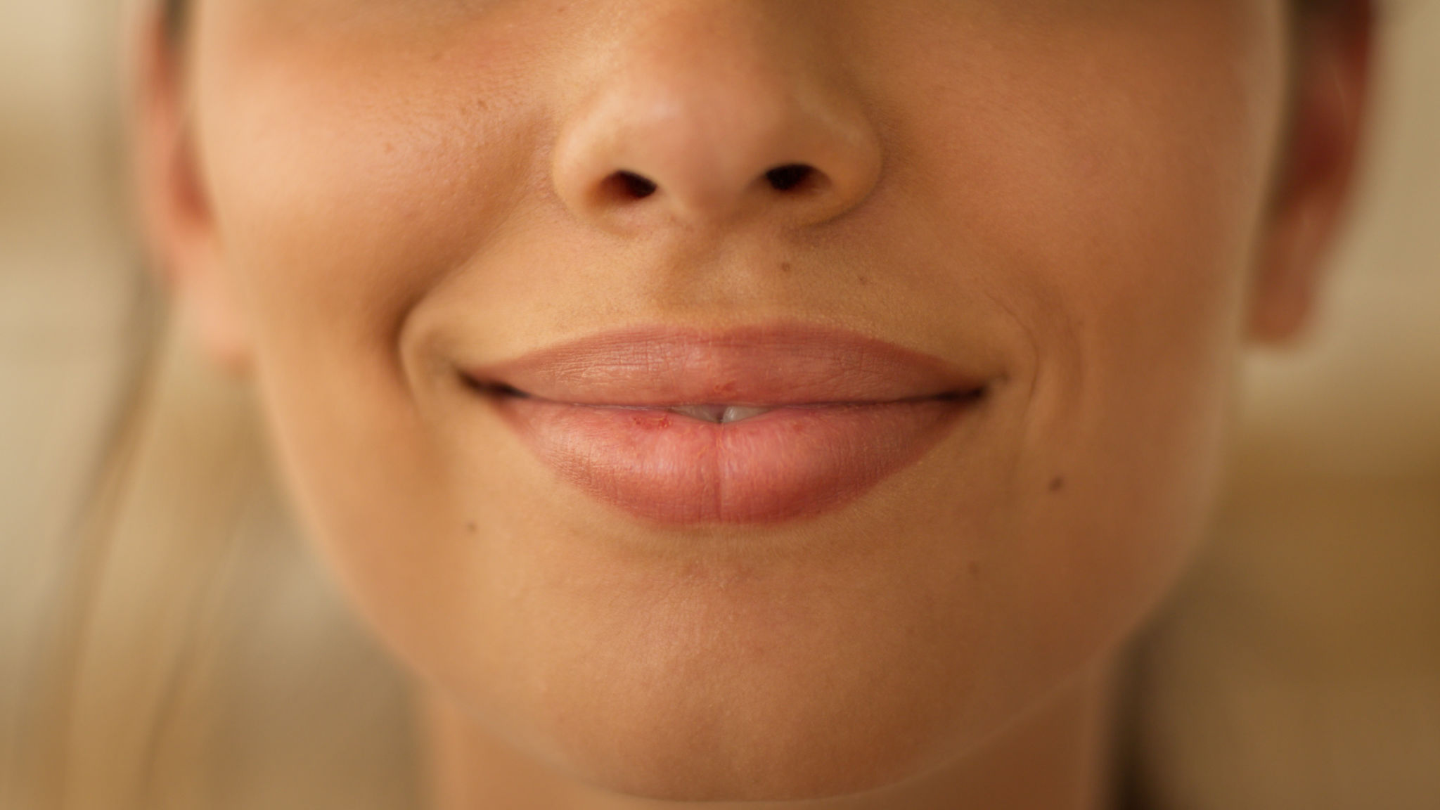 happy woman lips