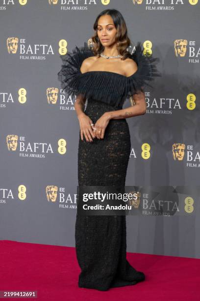 Zoe Saldana attends the EE BAFTA British Academy Film Awards at the Royal Festival Hall, Southbank Centre, in London, United Kingdom on February 16,...