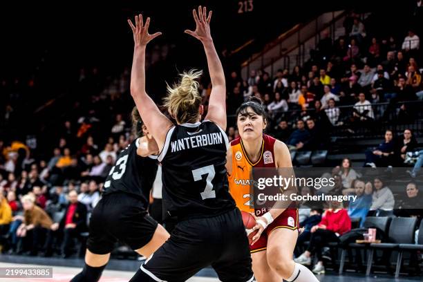 Yueru Li, #28 of Galatasaray Cagdas Faktoring Istanbul in action during the ING Bank Women's Basketball Super League Regular Season Round 22 match...
